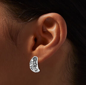 Silver-tone Star Print Stud Earrings,