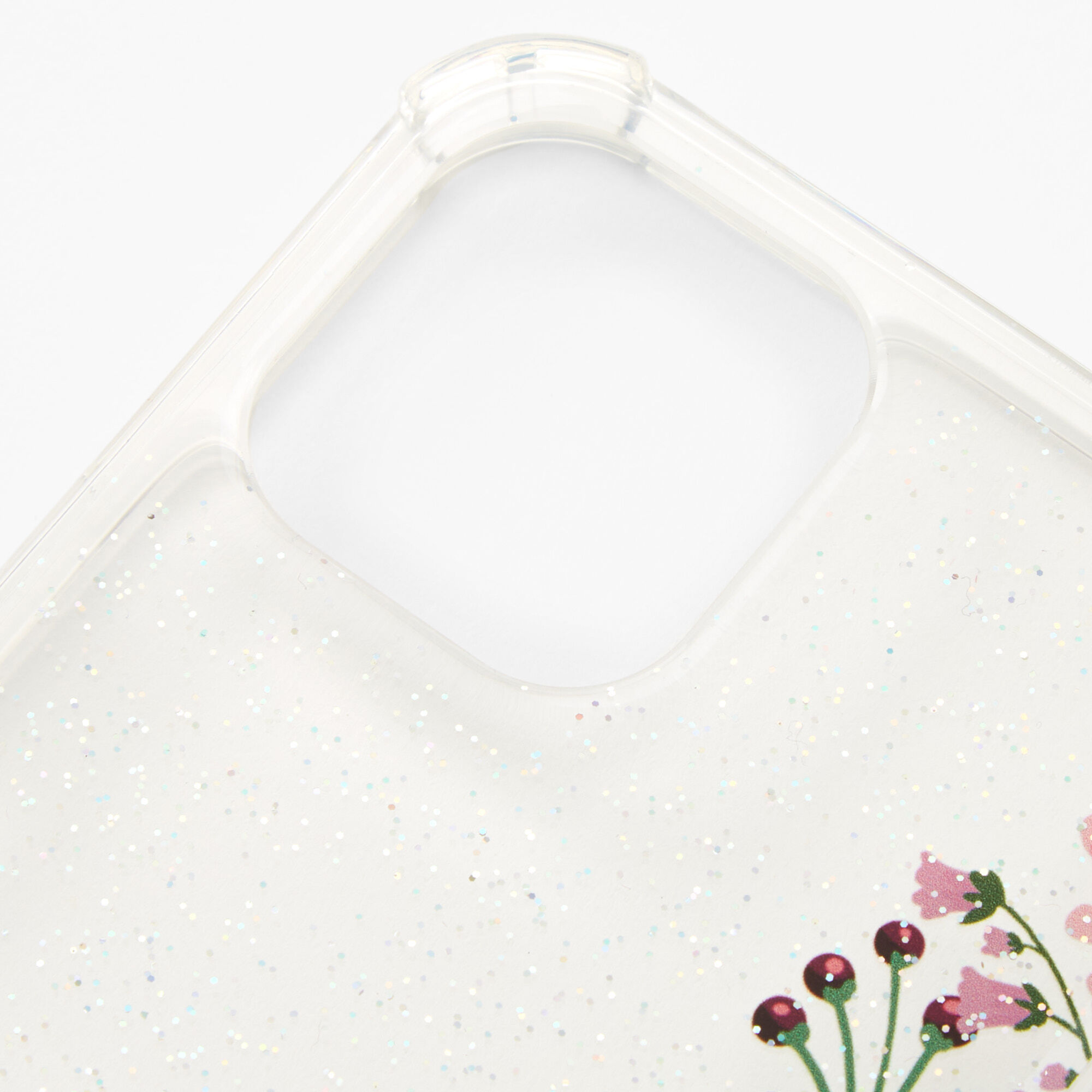 Clear Glitter Floral Phone Case - Fits iPhone® 12 Pro Max,