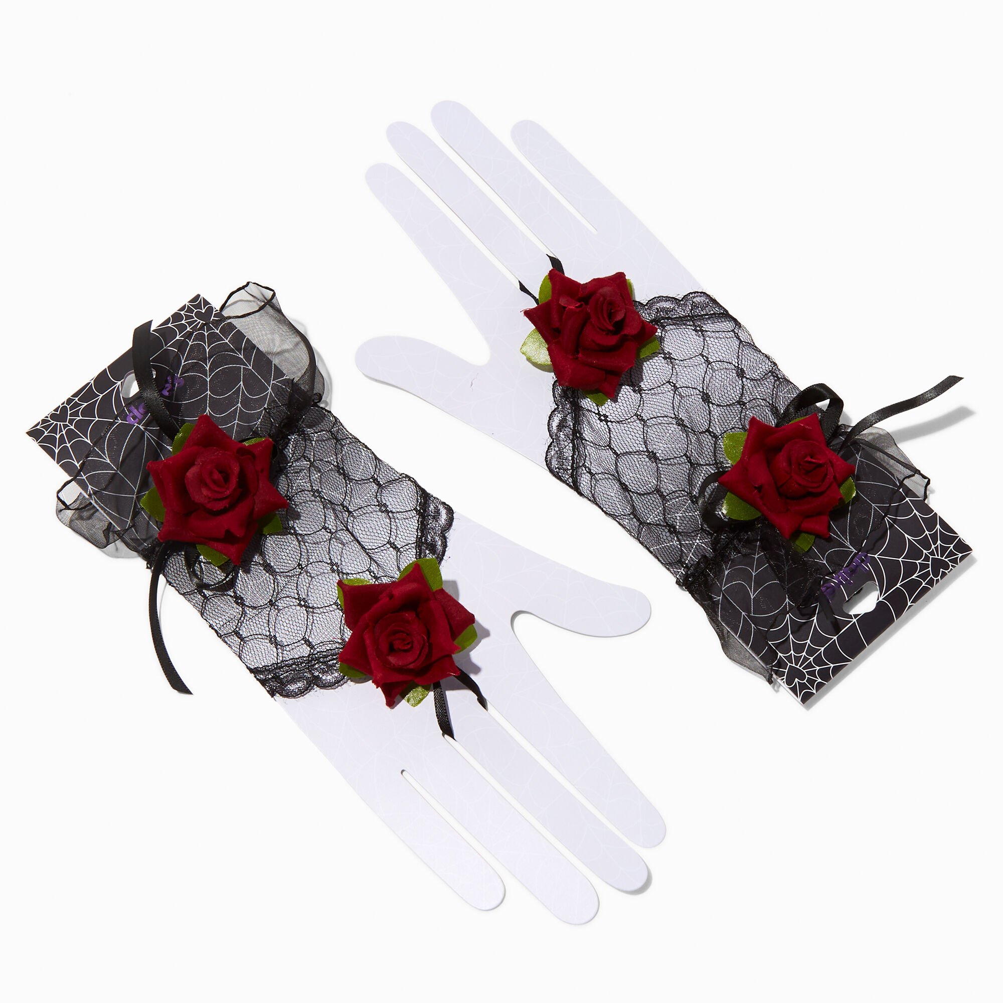 Red Rose Lace Halloween Arm Warmers,