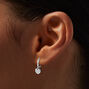 C LUXE by Claire&#39;s Sterling Silver Puffy Heart Dangling Hoop Earrings,