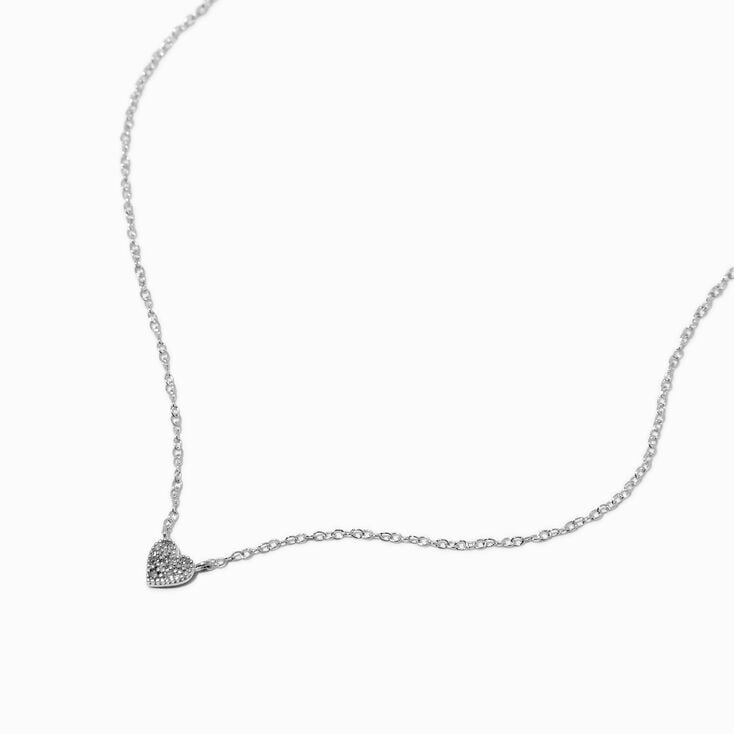 C LUXE by Claire&#39;s Sterling Silver 1/20 ct. tw. Lab Grown Diamond Pav&eacute; Heart Lock Pendant Necklace,