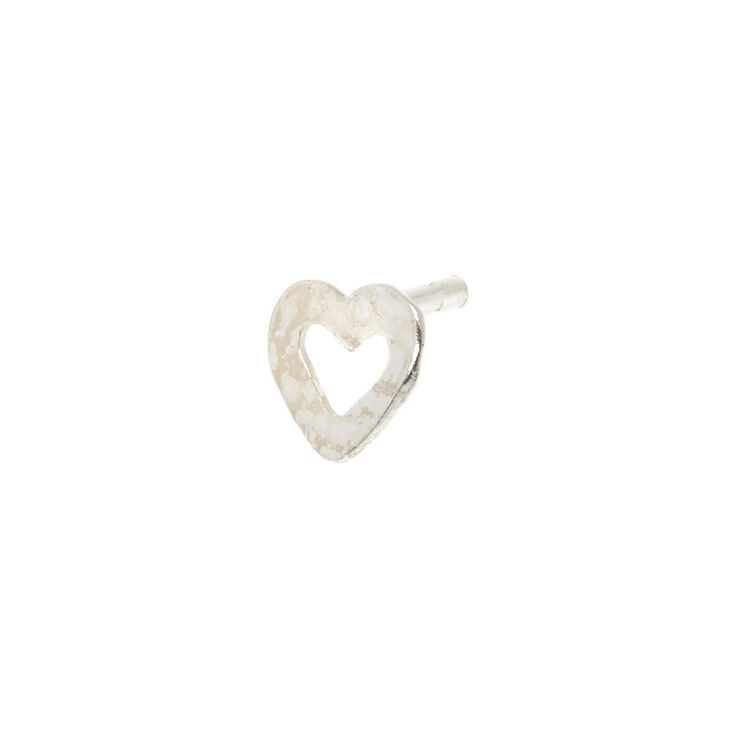 Sterling Silver 16G Open Heart Tragus Stud Earring,