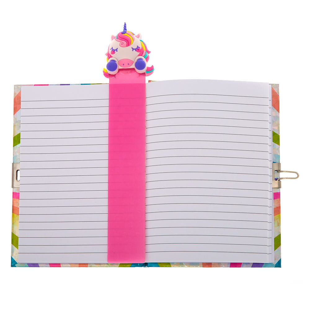 Miss Glitter the Unicorn Popover Bookmark Lock Notebook - Pink,