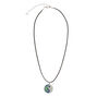 Silver Heart Yin Yang Mood Pendant Necklace - Black,