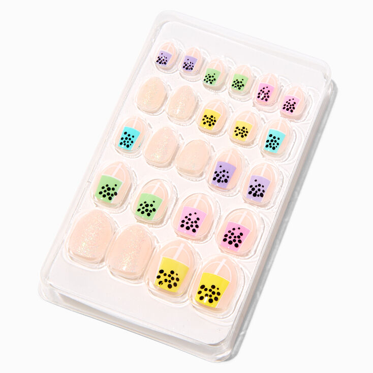 Boba Tea Stiletto Press On Vegan Faux Nail Set - 24 Pack,