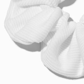 Ribbed White Hair Scrunchie,
