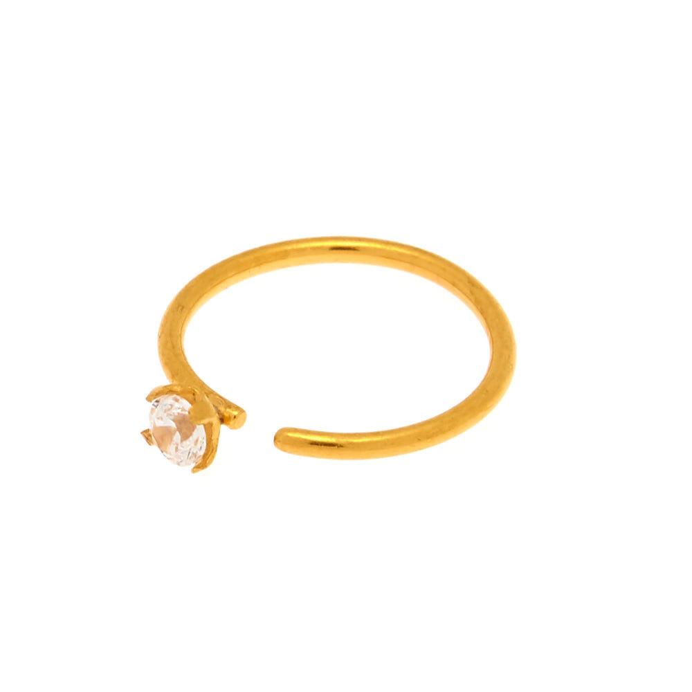 18ct Gold Plated Cubic Zirconia 20G Nose Ring,