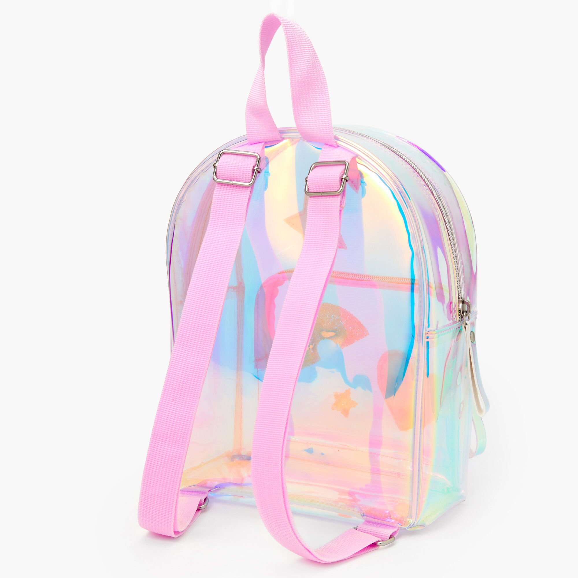 Holographic Rainbow Glitter Mini Backpack Clear Claire s US
