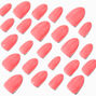 Coral Pink Glossy Short Almond Vegan Faux Nail Set - 24 Pack,