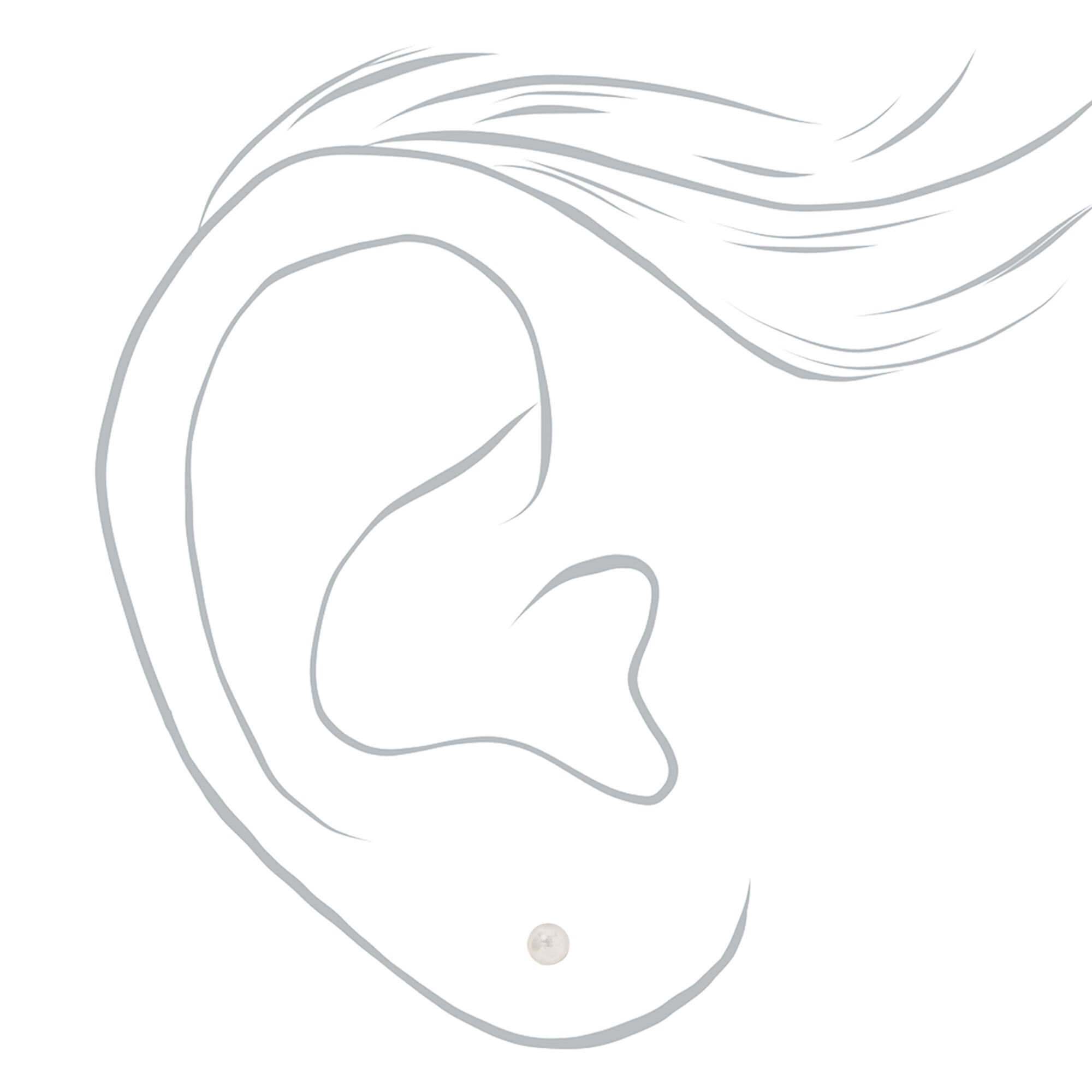 14kt White Gold 3mm Ball Studs Ear Piercing Kit with Ear Care Solution,