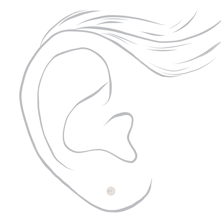 14kt White Gold 3mm Ball Studs Ear Piercing Kit with Ear Care Solution,