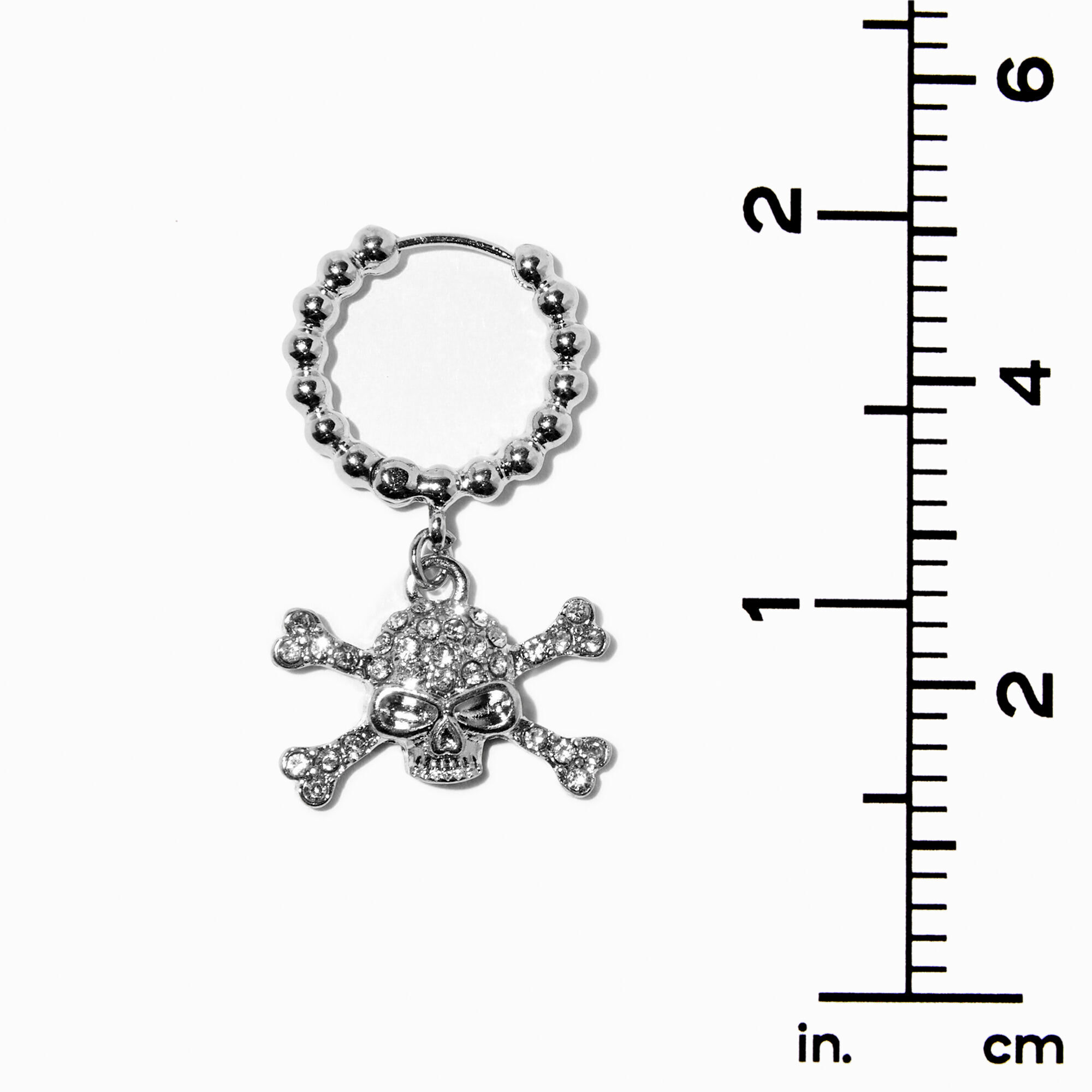 Silver Skull, Dagger, & Flame Hoop Earrings - 3 Pack,