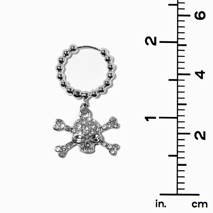 Silver Skull, Dagger, &amp; Flame Hoop Earrings - 3 Pack,