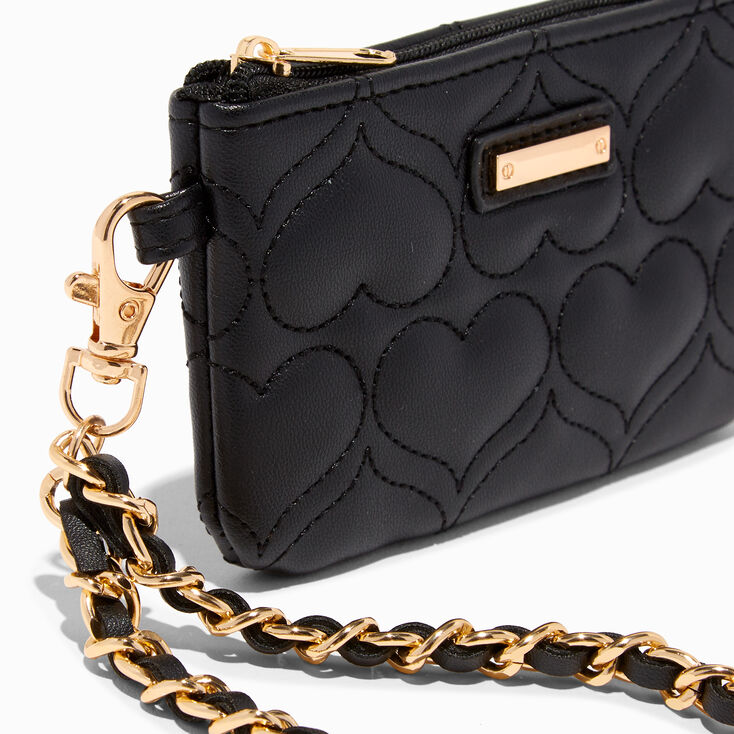 Black Heart Quilted Coin Purse,