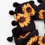 Pom Pom Trim Sunflower Hair Scrunchie - Black,
