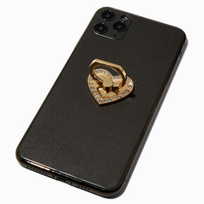 Gold-tone Bling Heart Phone Ring Stand,
