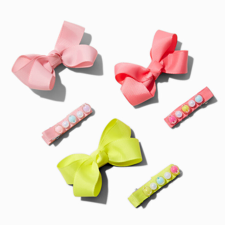 Claire&#39;s Club Loopy Hair Bow &amp; Beaded Hair Clips - 6 Pack ,