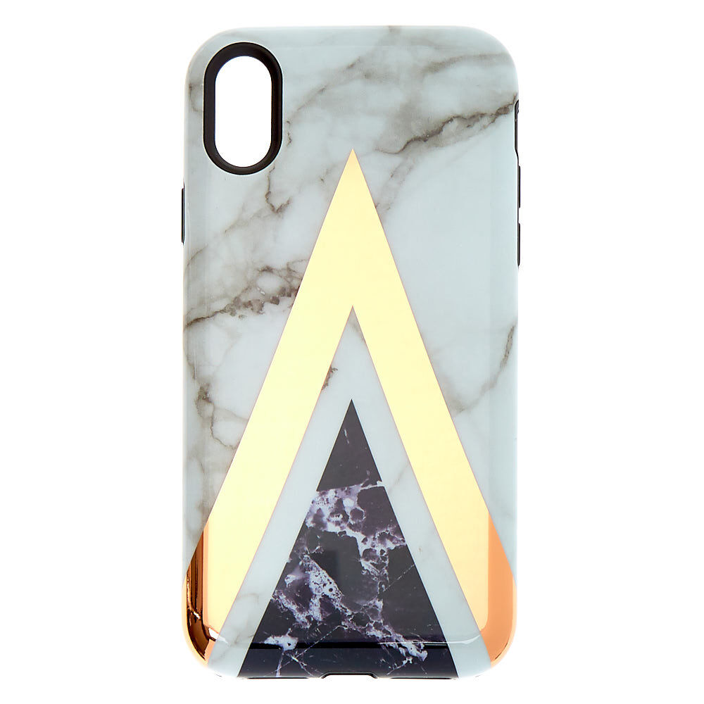 Geometric Marbled Protective Phone Case - Fits iPhone XR,