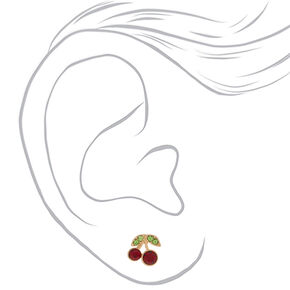 Gold Cherry Stud Earrings,