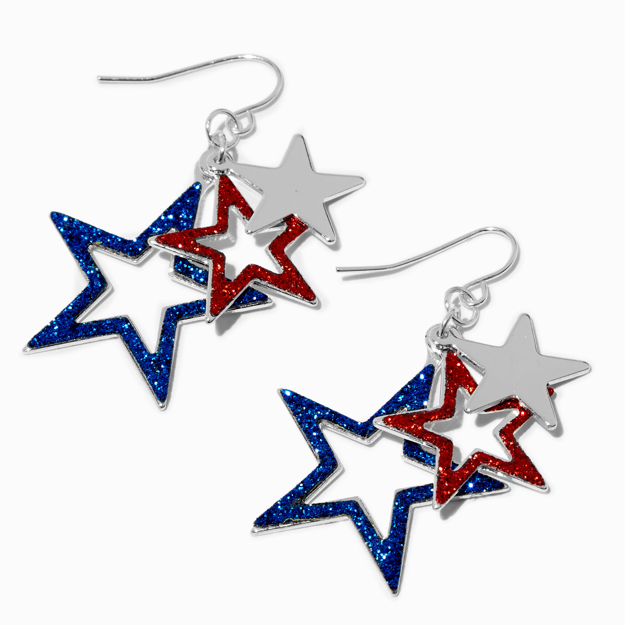 Glitter Star Trio Drop Earrings,