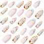 Multi Daisy Gold Chrome Bling Stiletto French Tip Vegan Faux Nail Set - 24 Pack,