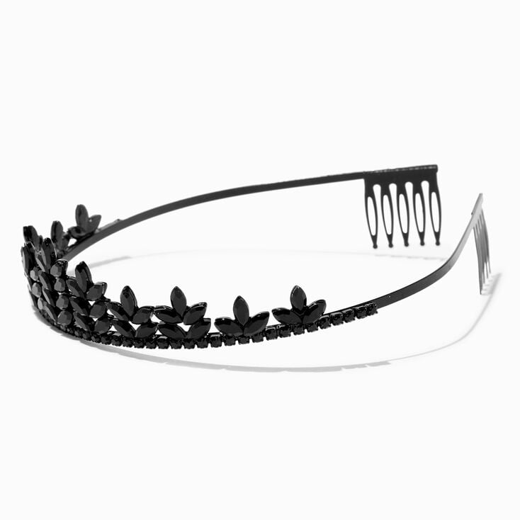 Black Rhinestone Leaf Tiara,