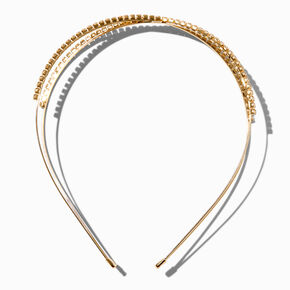 Gold Criss-Cross Crystal Two Row Headband,