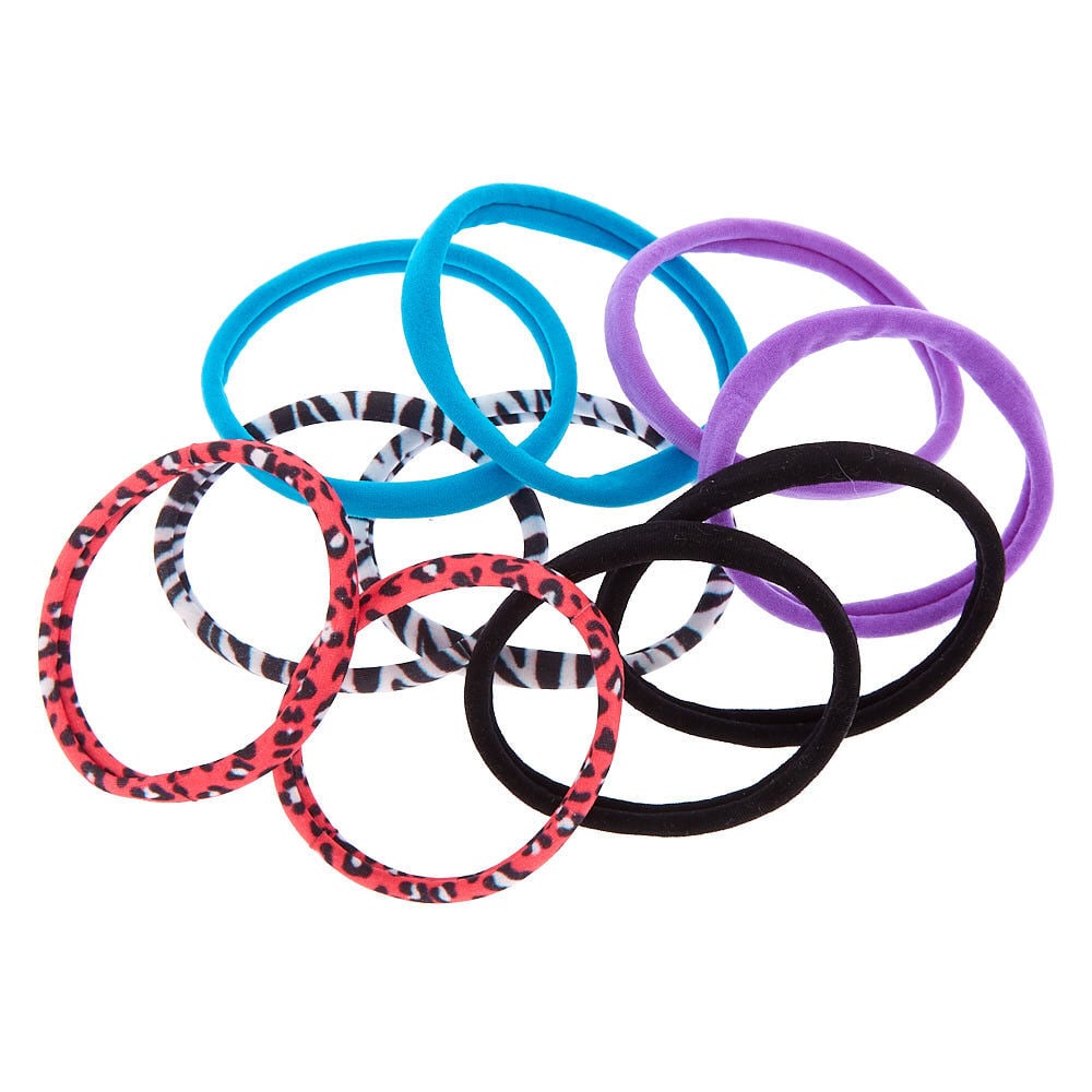 Pack of 6 Bright Animal Print Design Girls Hair Elastics Bobbles Hair Band