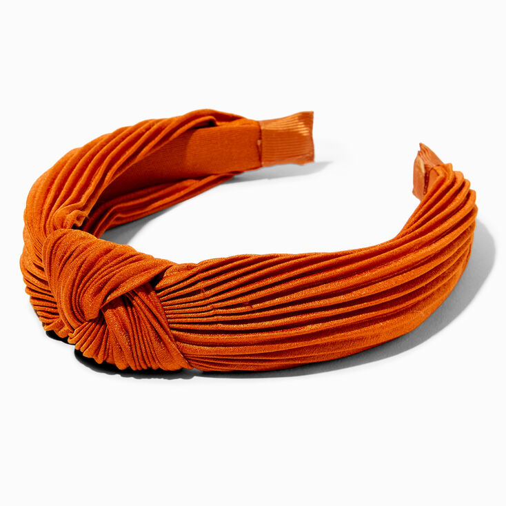 Orange Pleated Knotted Headband,