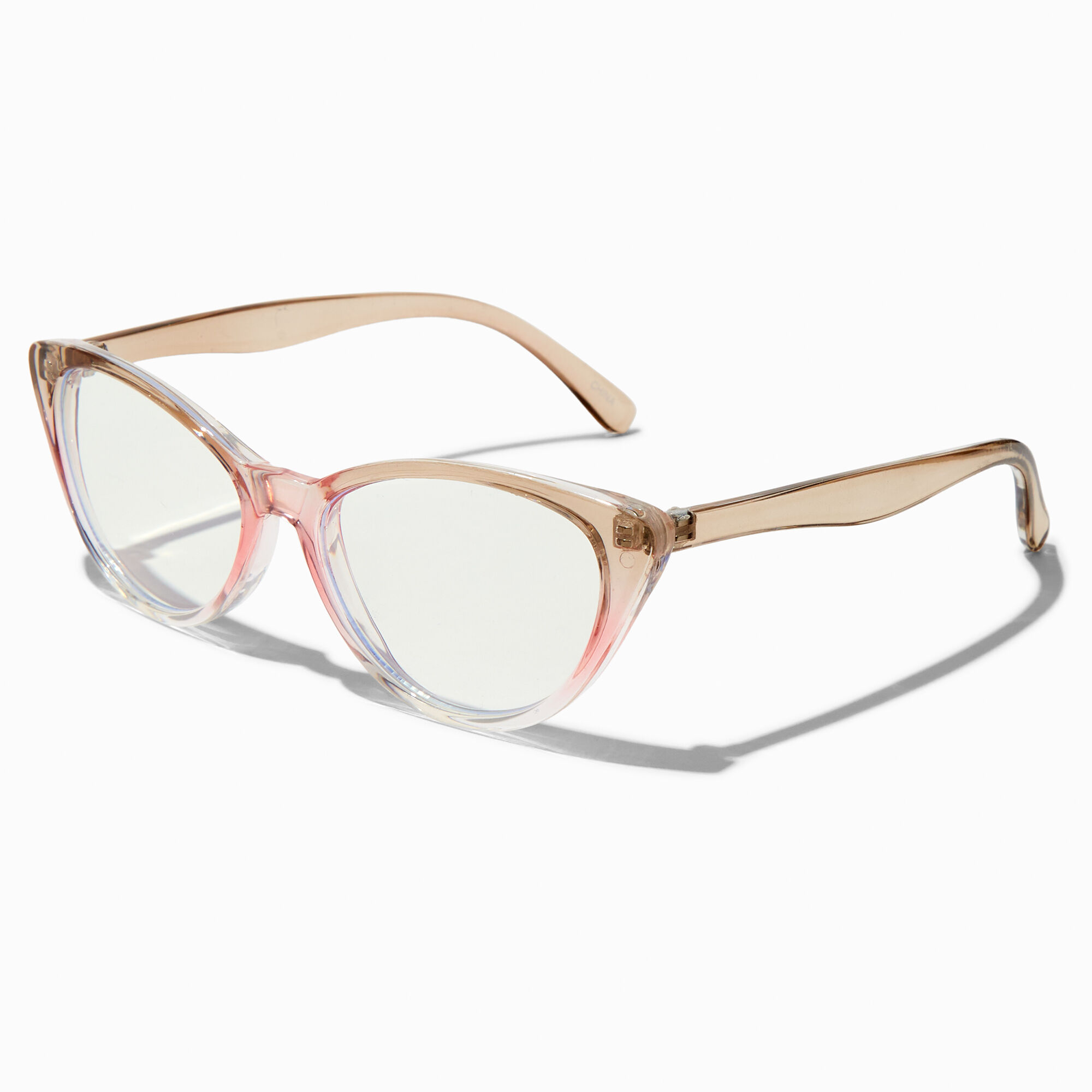 Solar Blue Light Reducing Pink & Brown Clear Cat Eye Clear Lens Frames,