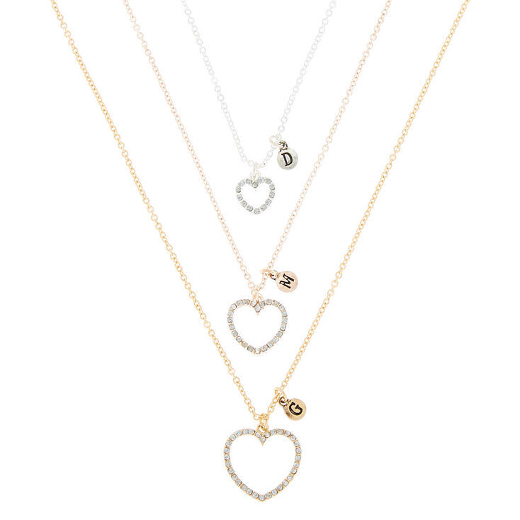 Mixed Metal Three Generation Heart Pendant Necklaces 3 Pack Claire S - 3 Heart Gold Pendant