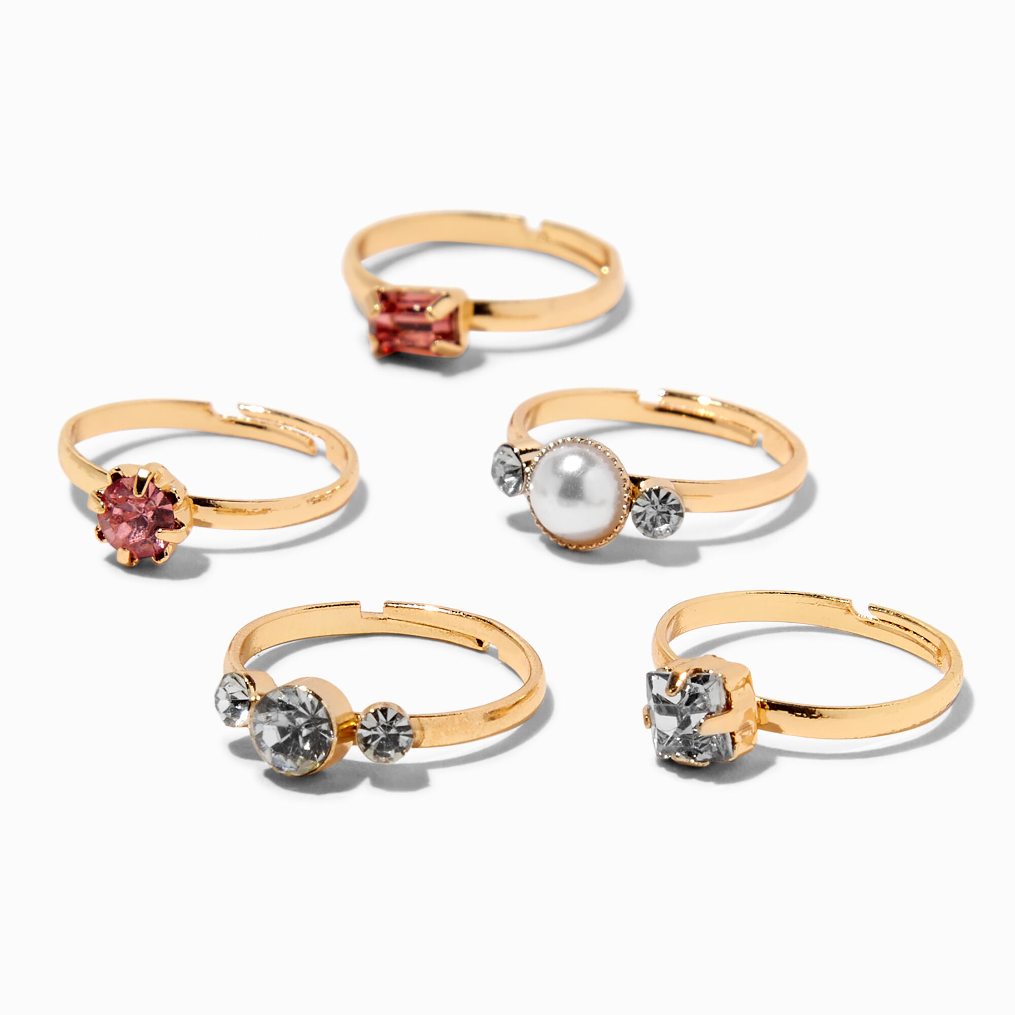 View Claires Club Special Occasion Rings 5 Pack Gold information