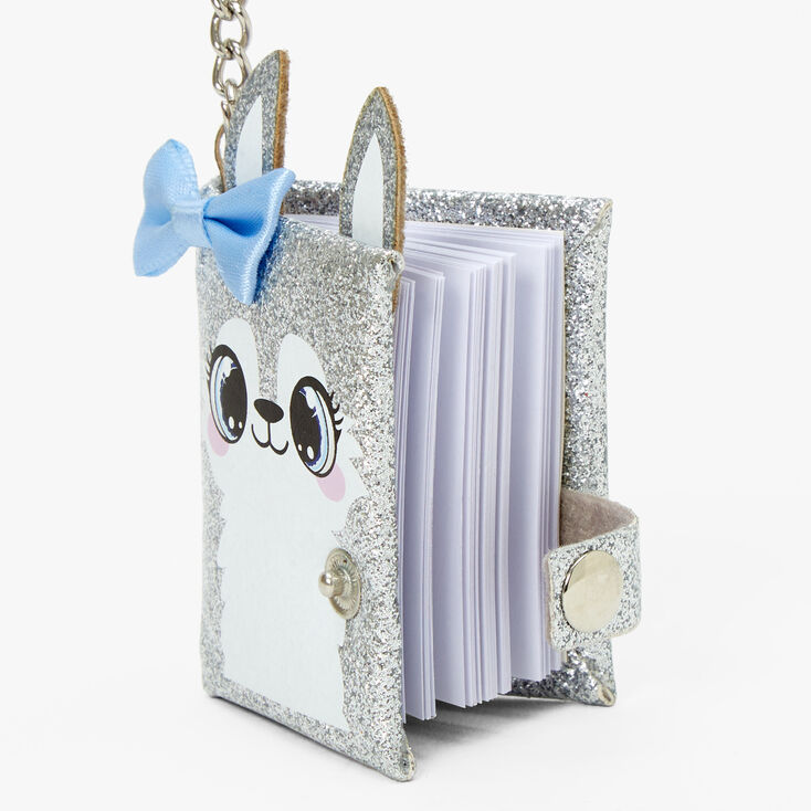 Glitter Husky Face Mini Diary Keychain,