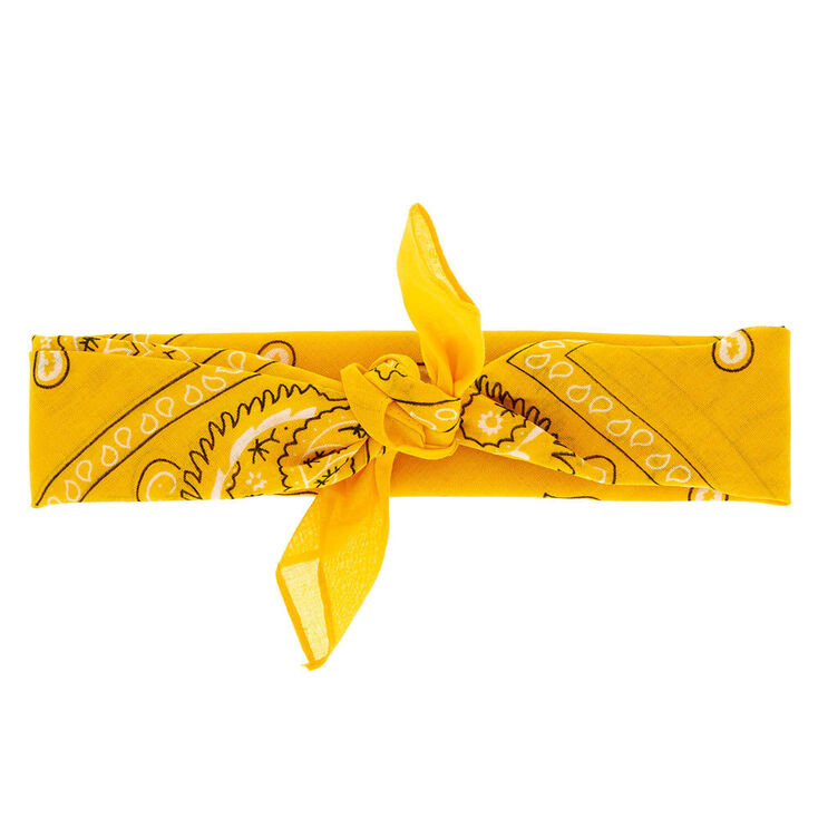 Mustard Yellow Paisley Bandana Headwrap,