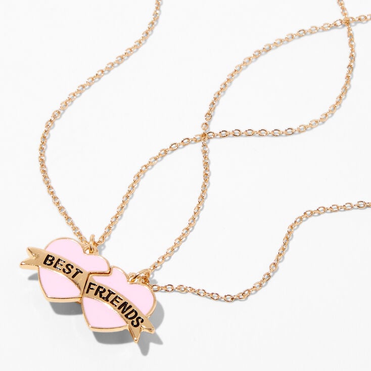 Best Friends Pink Heart Banner Pendant Necklaces &#40;2 Pack&#41;,