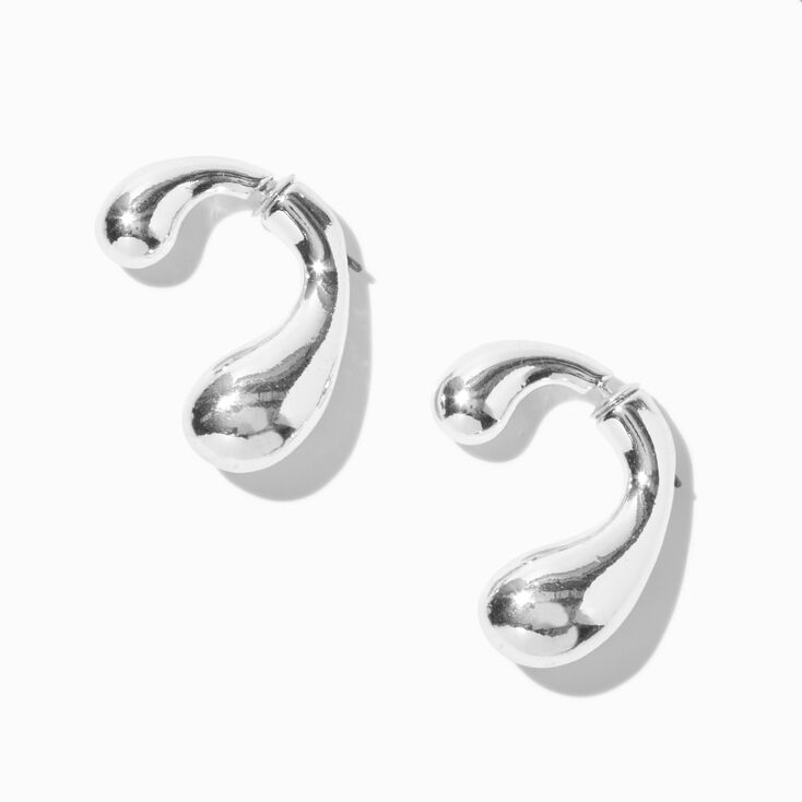 Silver-tone Bean Front &amp; Back Drop Earrings,