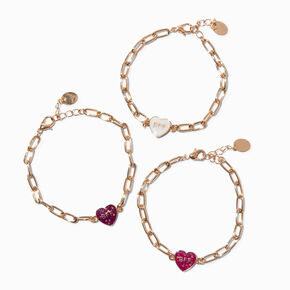 Best Friends Heart BFF UV Color-Changing Charm Bracelets - 3 Pack,
