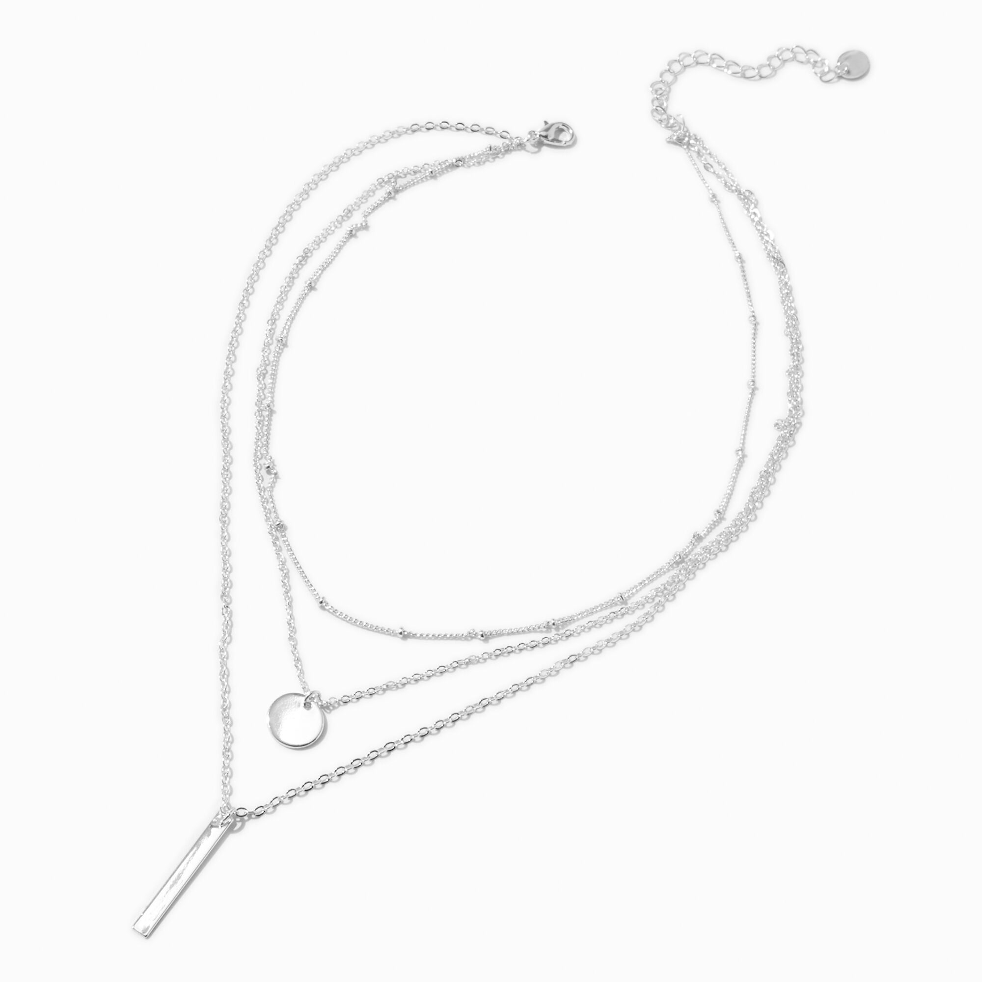 Silver-tone Geometric Multi-Strand Necklace,