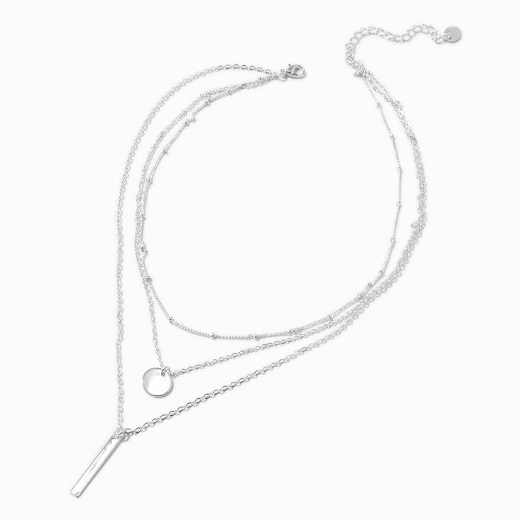 Silver-tone Geometric Multi-Strand Necklace,