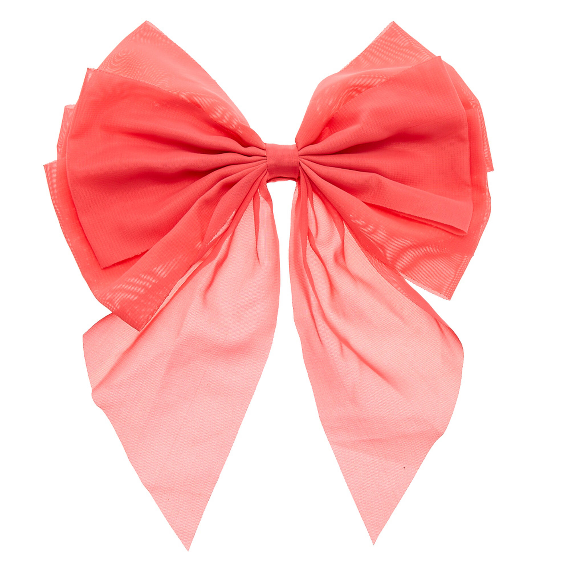 Jumbo Coral Chiffon Bow Hair Clip Claire S Us