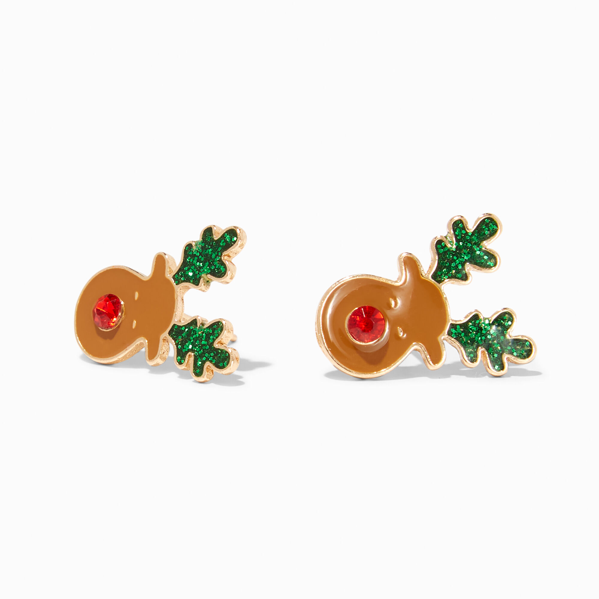 View Claires Glittery Reindeer Enameled Stud Earrings information