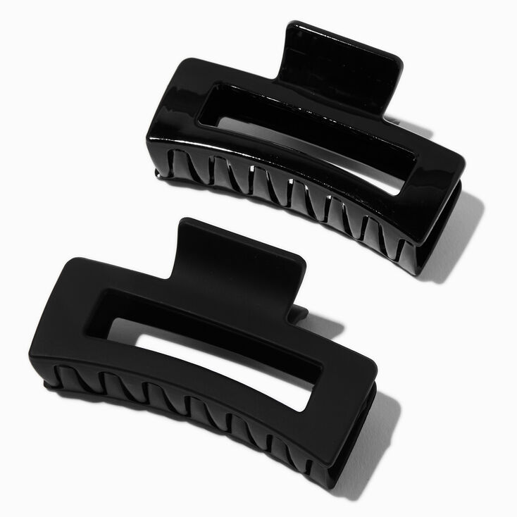 Black Rectangle Hair Claws - 2 Pack,