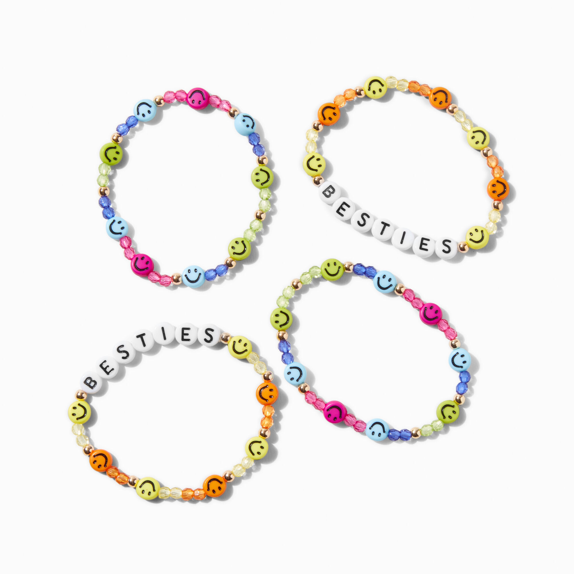 View Claires Best Friends Happy Face Beaded Stretch Bracelets 2 Pack information