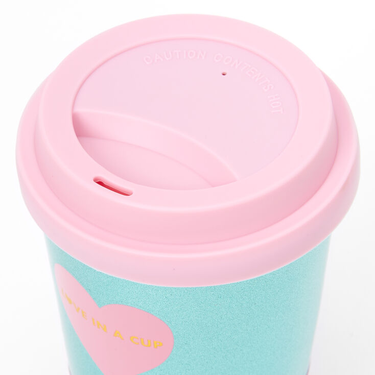 Gobelet &agrave; couvercle &laquo;&nbsp;Love in a Cup&nbsp;&raquo; - Rose,