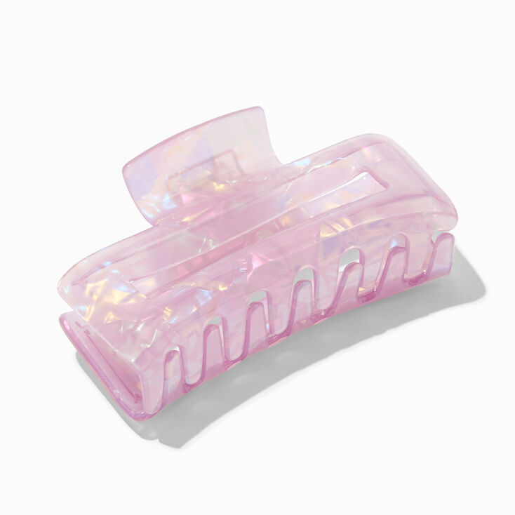 Iridescent Pink Rectangular Hair Claw,