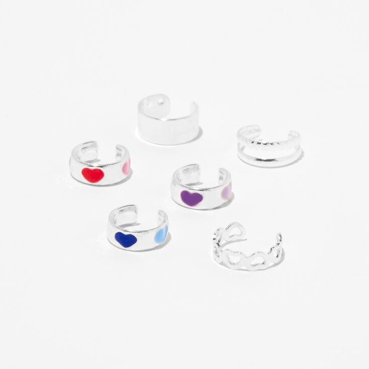 Silver Heart Ear Cuffs &#40;6 Pack&#41;,