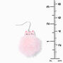 Pink Cat Pom Pom 1.5&quot; Drop Earrings,