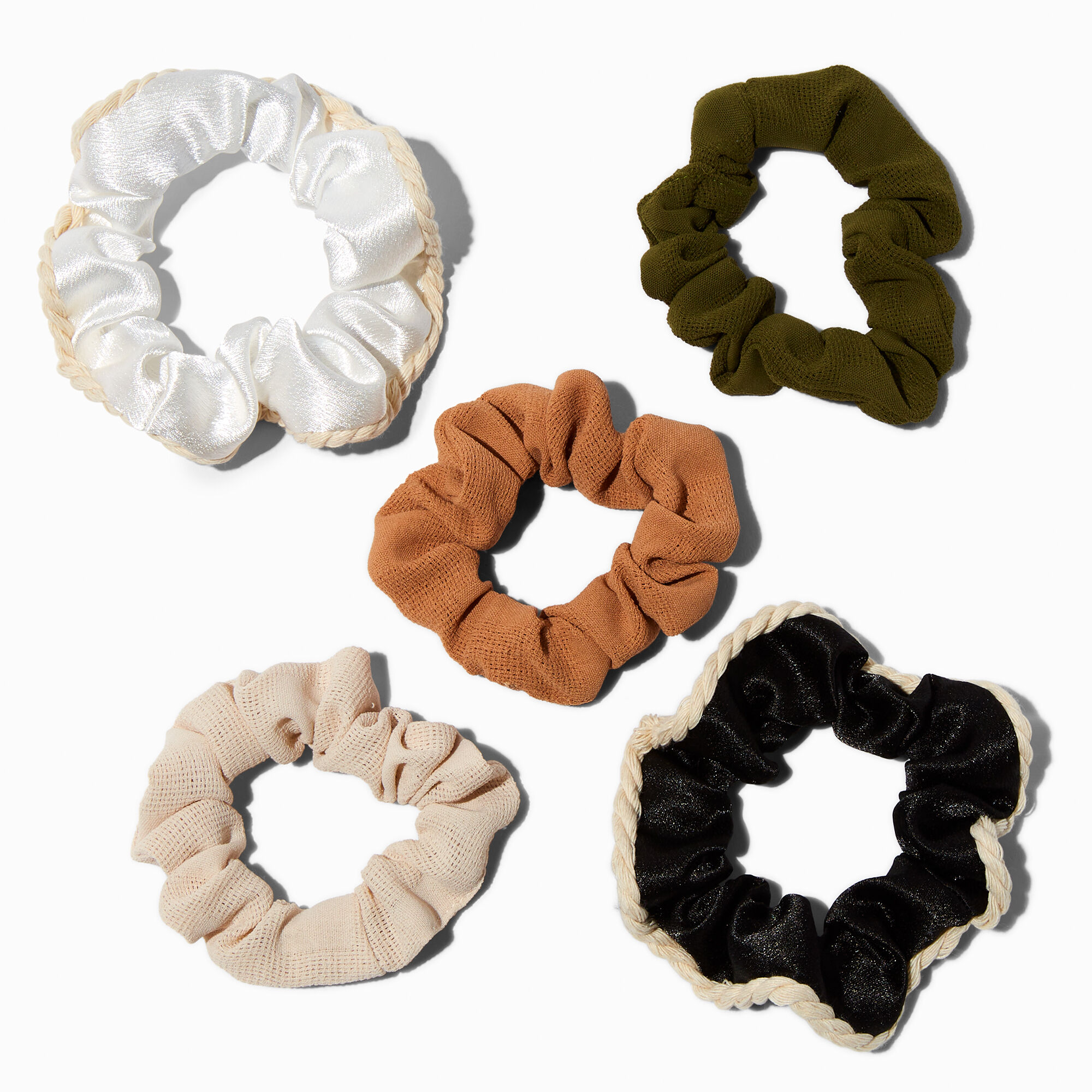 Neutral Rope Hair Scrunchies - 5 Pack,