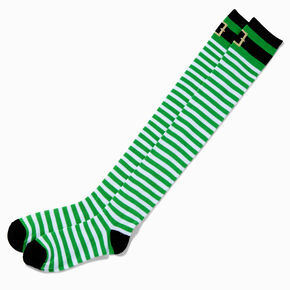 St. Patrick&#39;s Day Green Striped Over The Knee Socks,