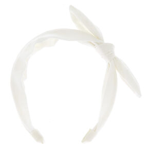 Solid Knotted Bow Headband - White,